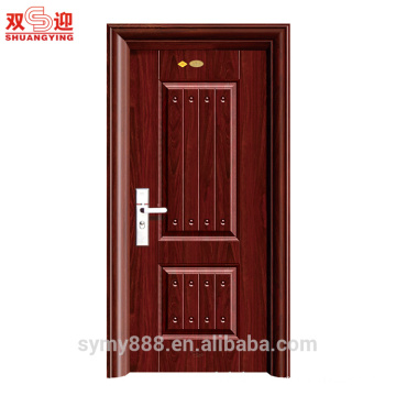 Antique design steel interior door in apartment wooden touch surface made of metal sheet